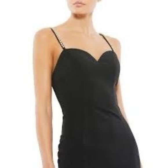 MAC DUGGAL IEENA CRYSTAL DETAIL SWEETHEART NECK TRUMPET BLACK - Picture 2 of 12